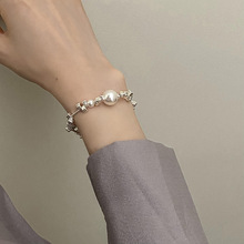 时尚小众设计款简约碎银珍珠手链2023年新款ins女生串珠手饰批发