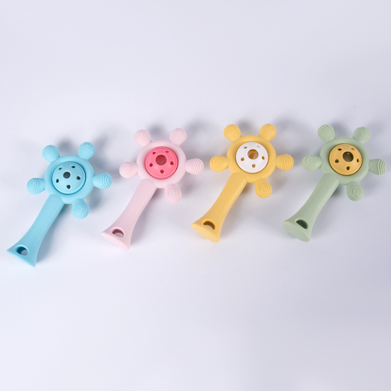 creative ferris wheel rattle teether baby teething stick toy water boiling suitable edible silicon sound happy bite