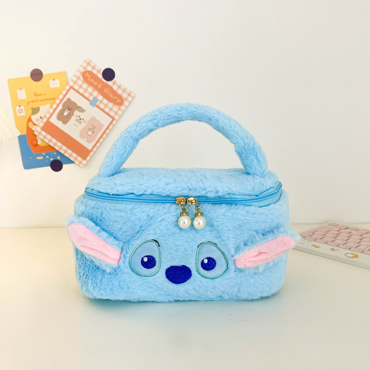 New Melody Plush Pearl Zipper Portable Cosmetic Bag Cartoon Sanrio Bento Bag Soft and Adorable Storage Bag women bag