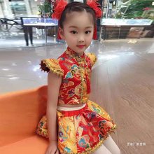 六一儿童说唱表演中国红梦娃秧歌服太平女儿鼓民族舞蹈喜庆演出服