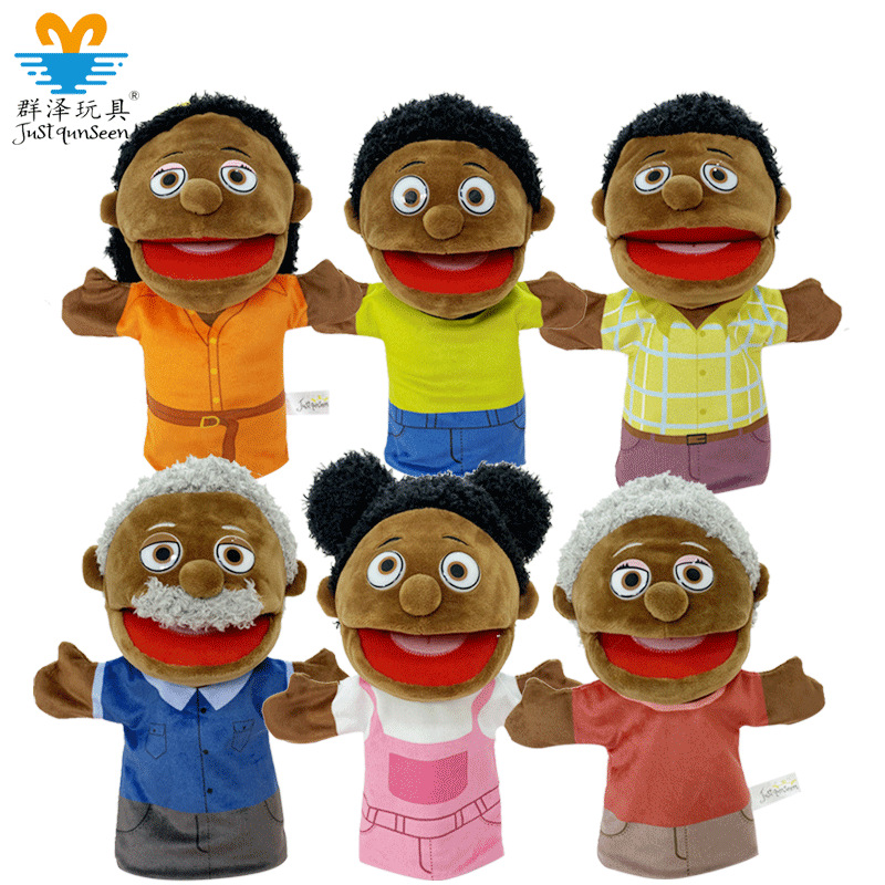 cross-border puppet parent-child toy abdominal language african black half-body character performance interactive hand puppet plush toy