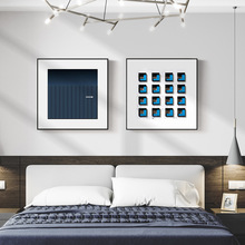 宁静之外 现代简约装饰画双联卧室床头墙挂画客厅休闲区壁画蓝色