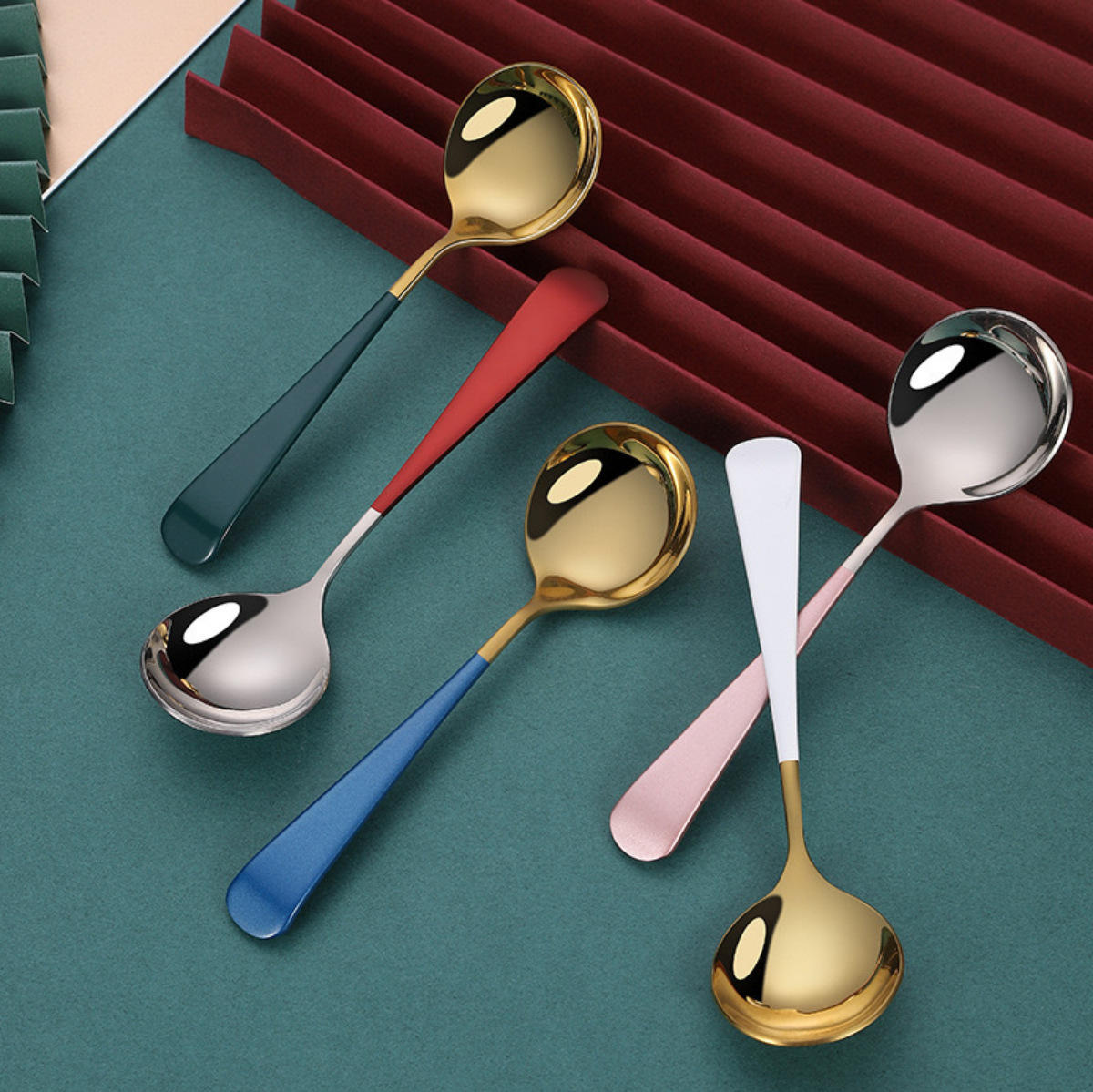 网红餐具勺子批发 家用304不锈钢家用可爱吃饭喝汤甜品勺汤匙调羹