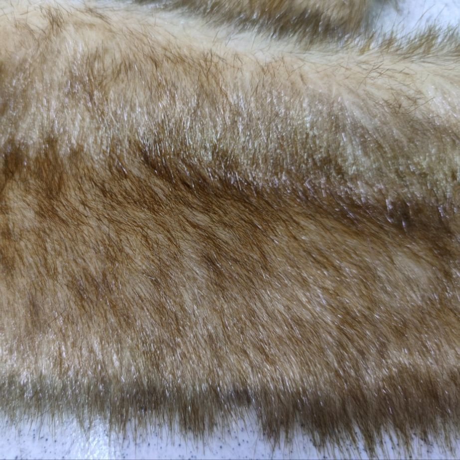 亮光ddf棕色染毛尖狐狸毛绒布料 圣诞工艺品 玩具饰品 手袋 尾巴