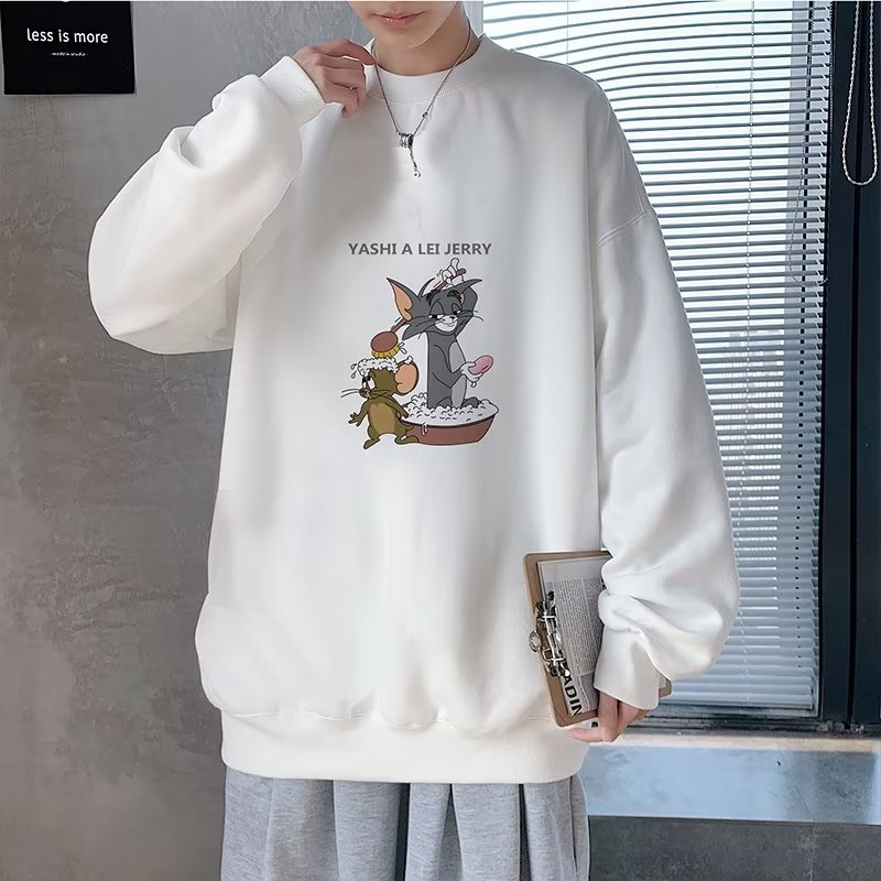 2023 New Men's Sweater Chic Hong Kong Style Loose-Fitting Thin Long Sleeve T-shirt Ins Super Popular Thin Coat round Collar Fashion