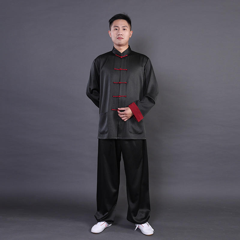 宏情男士太极服长袖春秋季中国风传统武术服太极拳男款练功服套装