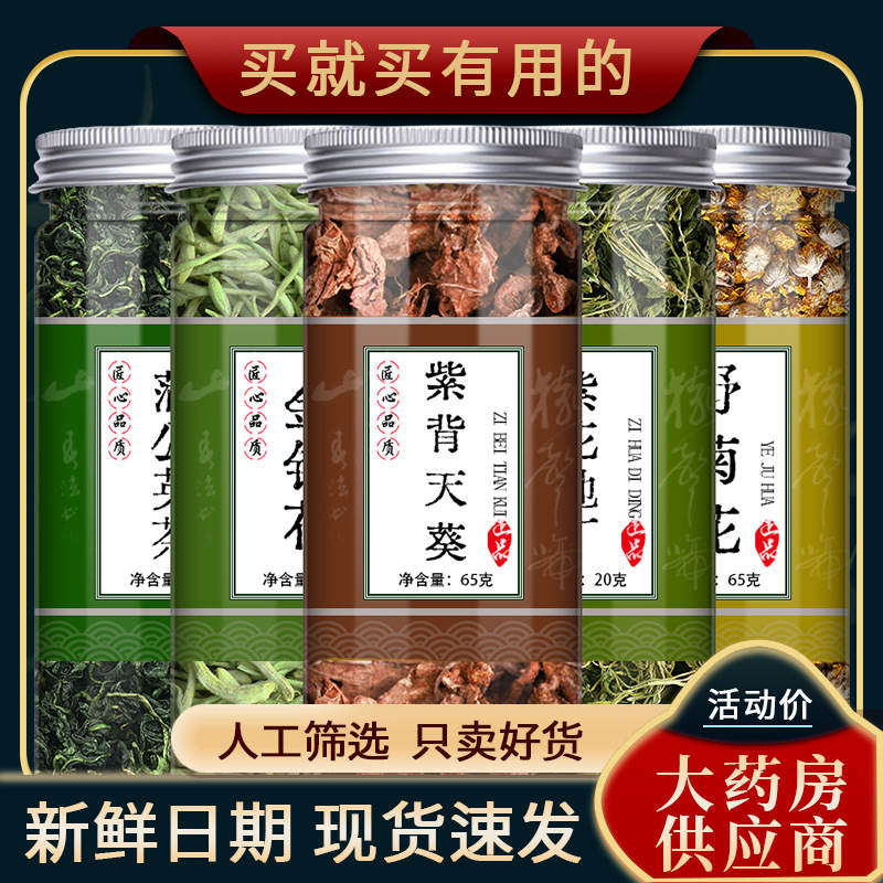 五味消毒饮蒲公英金银花紫背天葵紫花地丁野菊花中药材泡茶泡水