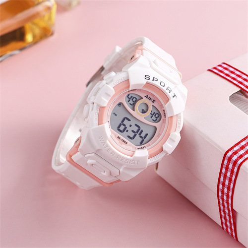 Aike1953 Student Macaron Electronic Watch Fashionable All-Match Large Display Waterproof Timing Alarm Watch