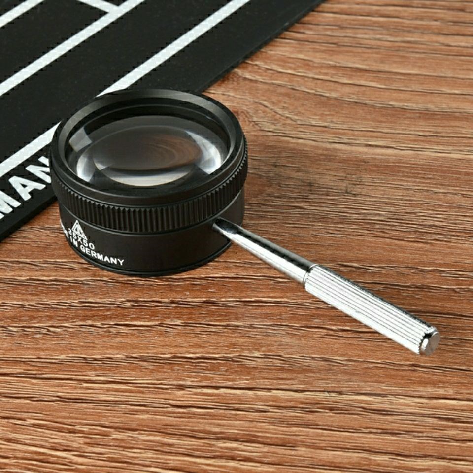 鉴定蔡司工艺50倍放大镜 全金属手持光学玻璃镜片阅读德国双层