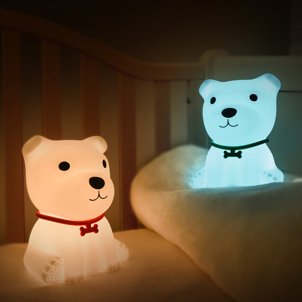 Small Adorable Dog Atmosphere Silicone Light Dog Cross-Border Colorful Gradient USB Charging Bedside Pat Eye Protection Small Night Lamp