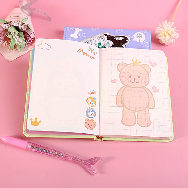 2022 New Cute Puppy Cartoon Diary Factory Direct Sales Leather Covered Notebook Paper Novel Multi-Color