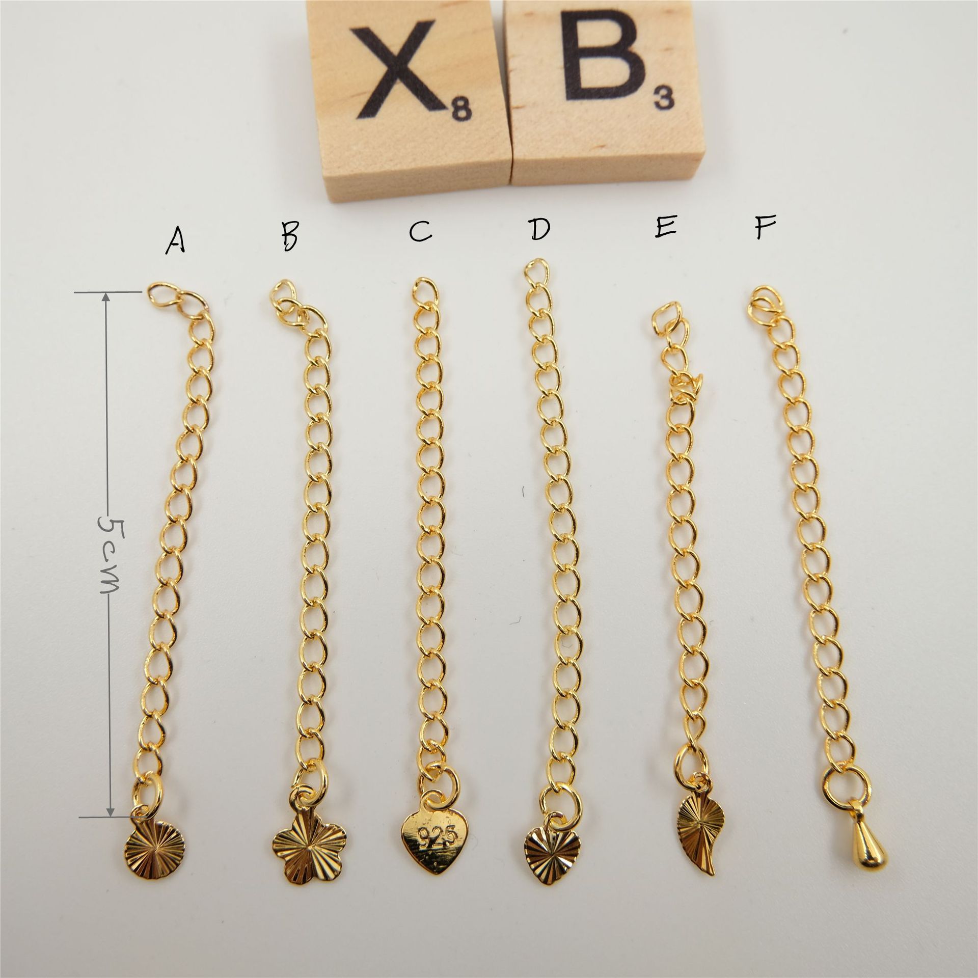 铜镀金14k带吊坠尾链保色圆片爱心项链调节延长链diy项链水滴尾链