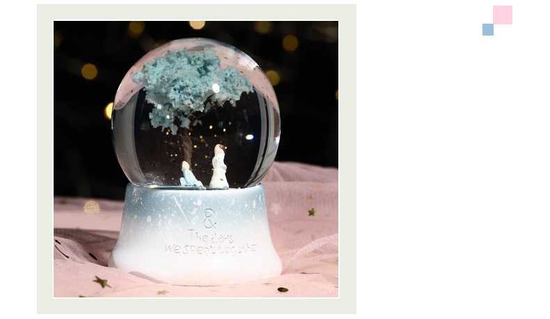 情侣樱花树水晶球发光装饰纪念品生日礼物送女生桌面树脂摆件520