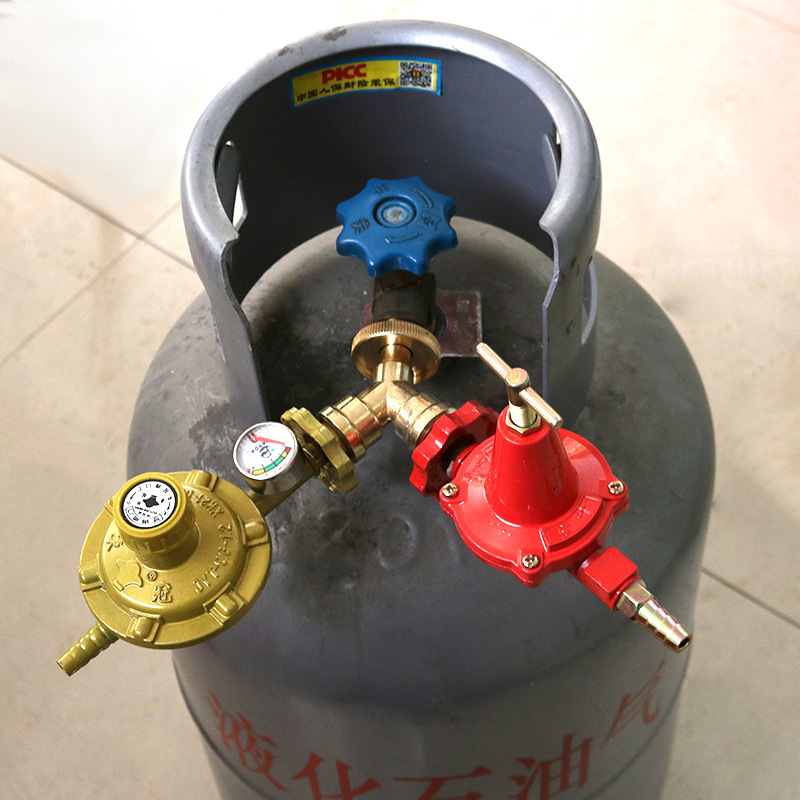 煤气瓶三通转接头液化气钢瓶一分两路接口煤气罐减压阀转换头配件