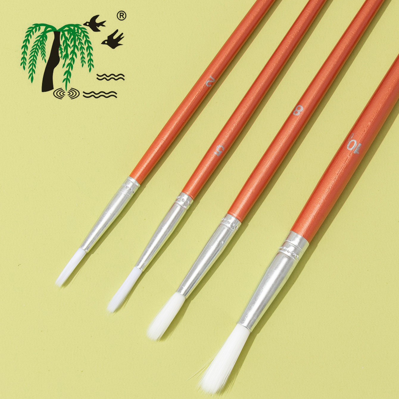 Nylon Brush 4 Single Peak Oil Painting Gouache Watercolor Acrylic Painting Brush Long Rod Cross-Border