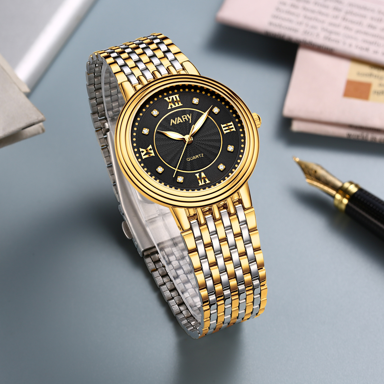 nary/耐瑞 严选商品 情侣夜光钻石刻度精美内影男女潮流石英表