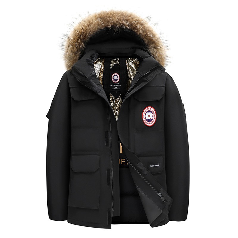 High Version 08 Expedition Big Goose down Jacket Same Earrings for Couple Hooded Work Clothes Big Fur Collar Thick Warm Jacket