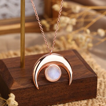 ins爆款s925银月亮月光石项链时尚气质轻奢高级感项链女-阿里巴巴