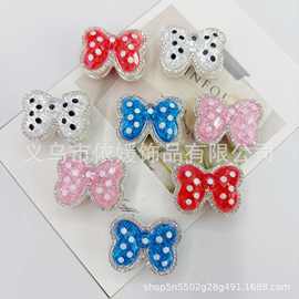 重工新款珠光卡通合金四通孔蝴蝶结配件 DIY串笔珠手机链饰品材料