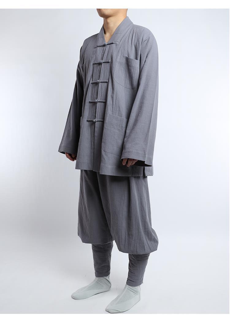 免绑腿僧服棉麻夏季短褂僧袍和尚服薄款僧人小褂比丘尼师父套装