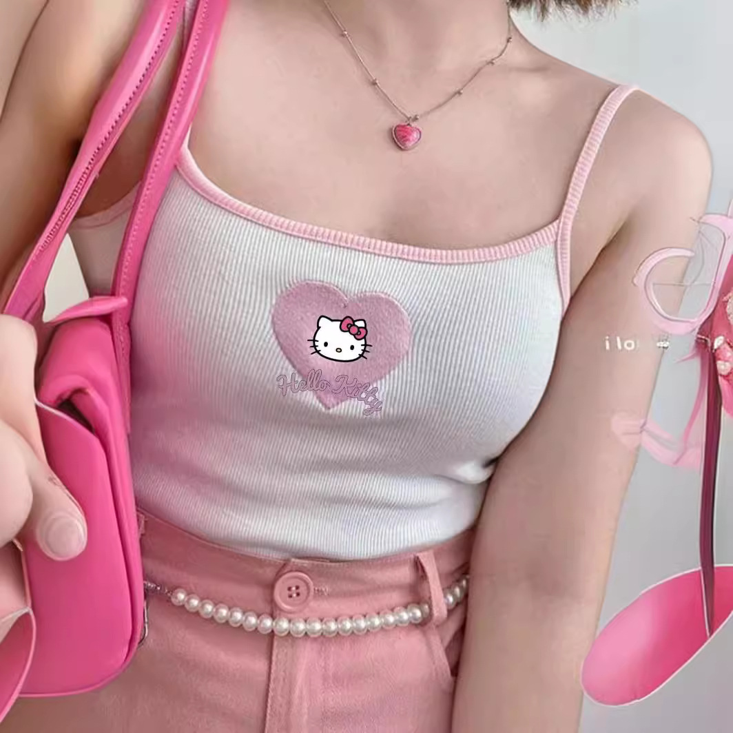 夏季新款刺绣吊带可爱少女甜美软妹学生内搭短款抹胸背心打底上衣