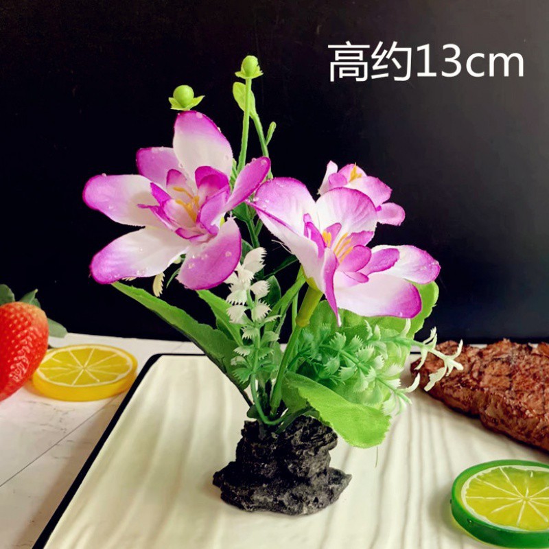 酒店摆盘装饰花塑料餐厅花盘花意境点缀花创意盘饰花冷菜小摆件