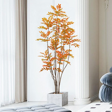 大型仿生植物香椿树假绿植盆栽摆件室内客厅橱窗落地装饰造景盆景