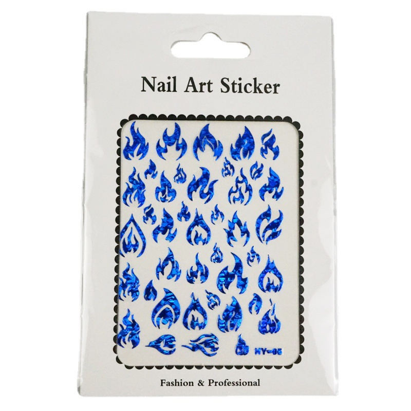 Nail Stickers Paper Self-Adhesive Flame Sticker Internet Celebrity Decals Black and White Gold and Silver Flame Adhesive Nail Sticker Decoration Nail Stickers