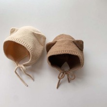 宝宝秋冬季薄款帽子护耳帽针织小耳朵婴儿童百天6-12个月毛线帽