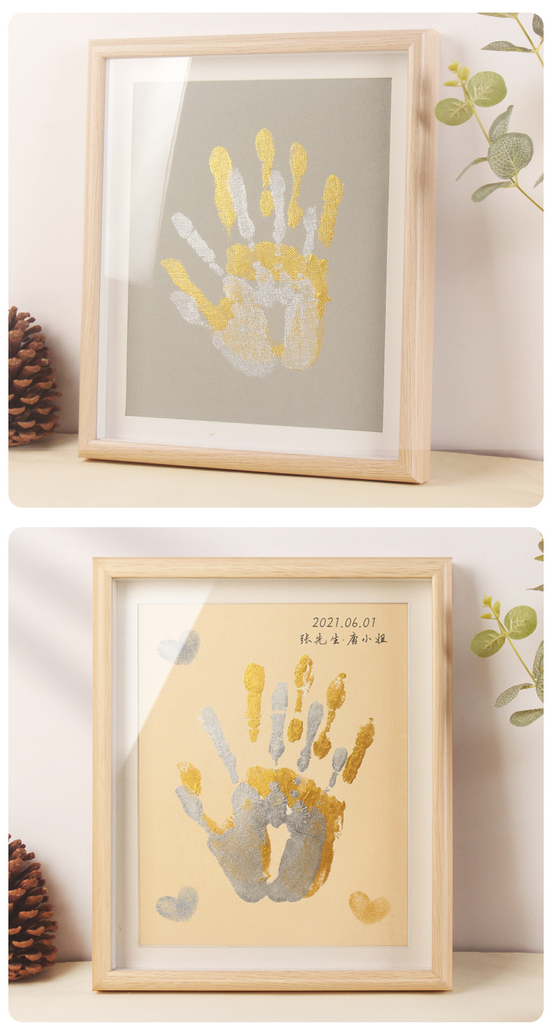 diy情侣手印相框按手掌印画油画百天纪念品手工自制纪念礼物印泥