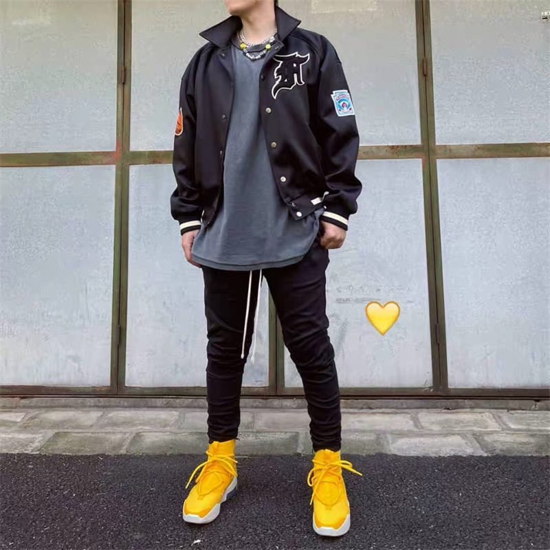 fear of god fog第五季袖章徽章飞行高街教练夹克棒球服外套男女