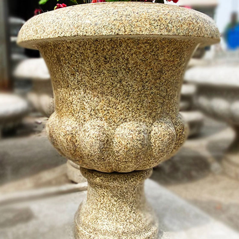 石雕花盆黄锈石花钵黄金麻欧式花钵石头落地花盆庭院户外盆景摆件