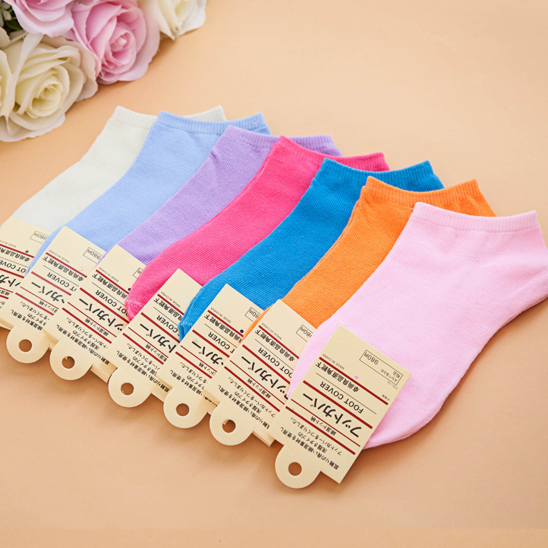 Spring and Autumn Socks Women's Solid Color Women's Invisible Socks Shallow Mouth Polyester Cotton Socks Low Top Women's Boat Socks Stall Supply Socks Wholesale