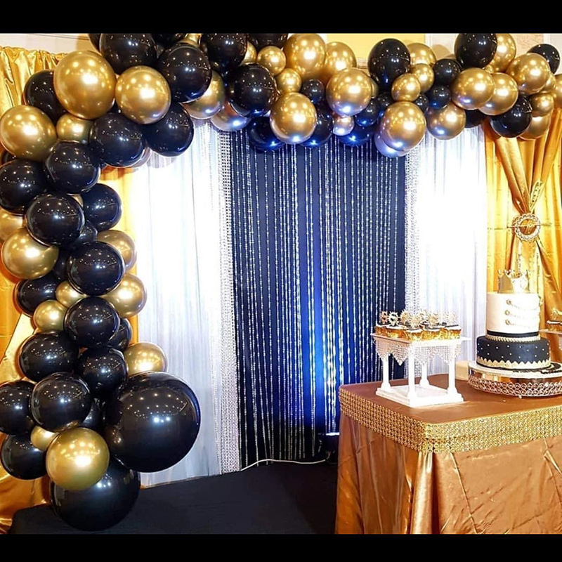 Holiday Party Party Layout Background Hot Sale Black Gold Series Balloon Chain Combination Balloon 110 Balloon Set