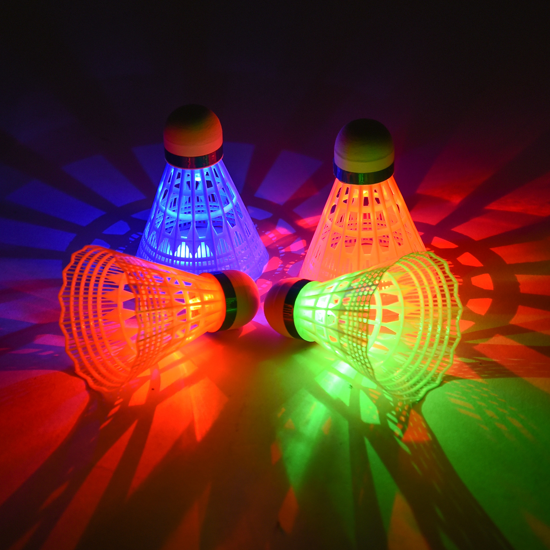 Boshika Luminous Badminton Windproof Plastic Nylon Ball with Light Led Night Luminous Ball Outdoor Training