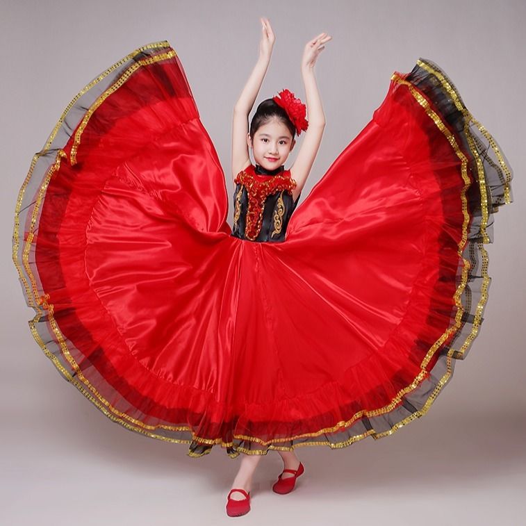 儿童舞台表演服西班牙斗牛舞大舞裙女童开场舞蹈服幼儿演出服装