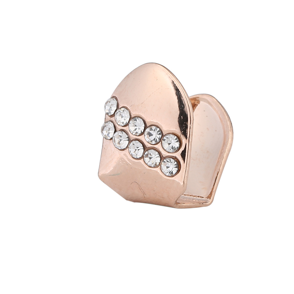 速卖通亚马逊外贸热卖欧美新款单颗斜纹镶钻嘻哈金牙牙套批发