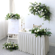 仿真植物花招牌装饰森系婚礼白绿花艺套系布置壁挂水牌花签到桌花