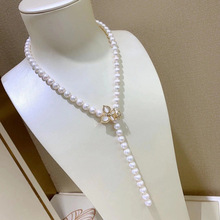 新款天然淡水珍珠时尚毛衣链  9-8mm 适合各种造型 佩戴显气质