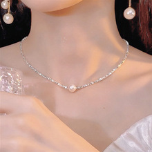 碎银子简约珍珠项链女2023新款爆款设计感高级锁骨链轻奢小众颈链