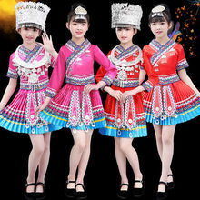 新款苗族儿童演出服女土家族三月三广西壮族葫芦丝表演服饰彝族服