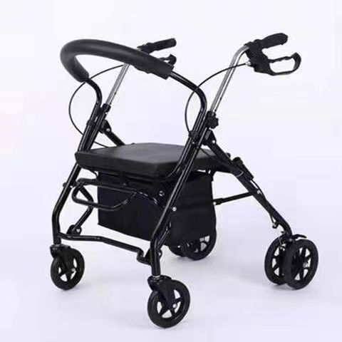 Walking Aid with Seat and Wheel Foldable Walking Aid with Pedal for the Elderly Shopping Cart with Basket