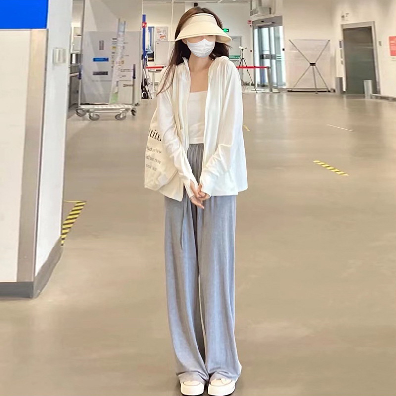 Modal Narrow Wide-Leg Pants Women's Summer Thin Loose Casual Straight Pants Mosquito-Proof Sun-Proof All-Matching Pants Women's Clothing