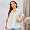 Europe and America Feipo Large Solid Lace shirt Amazon lady Easy V-neck Socket Short sleeved jacket 2517450