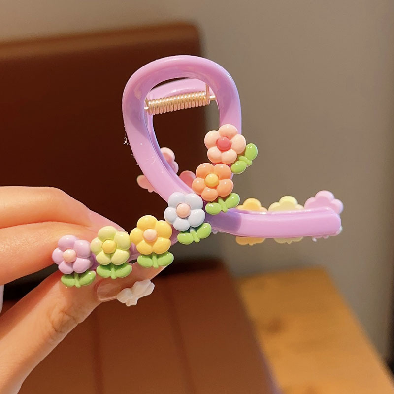 Children's Cute Cartoon Grip Girl's Back Head Strawberry Bear Sanrio Hair Claw Sponge Baby Shark Clip Hair Accessories