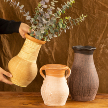 中式花瓶复古花盆粗陶多肉陶瓷陶器陶罐插花水培干花客厅摆件世贵
