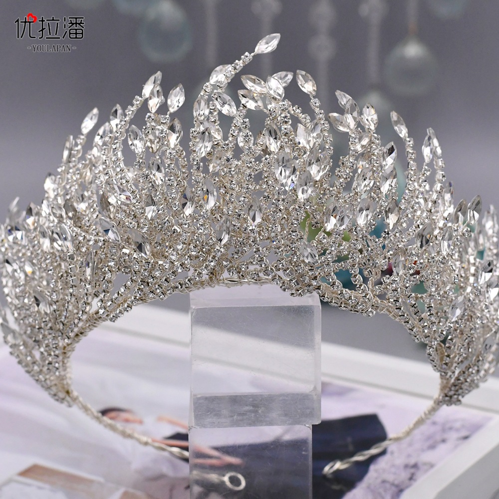 优拉潘 头饰2021年新款水钻满钻皇冠发箍耳环套装 新娘王冠 hp374