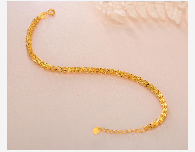 玛菲洛珠宝18k金凤尾手链女 au750黄金黄调节细链气质引流爆款