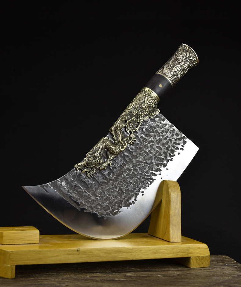 02758砍骨刀龙泉手工锻打菜刀斩骨头刀厨师刀棒骨刀2斤重刀具批发