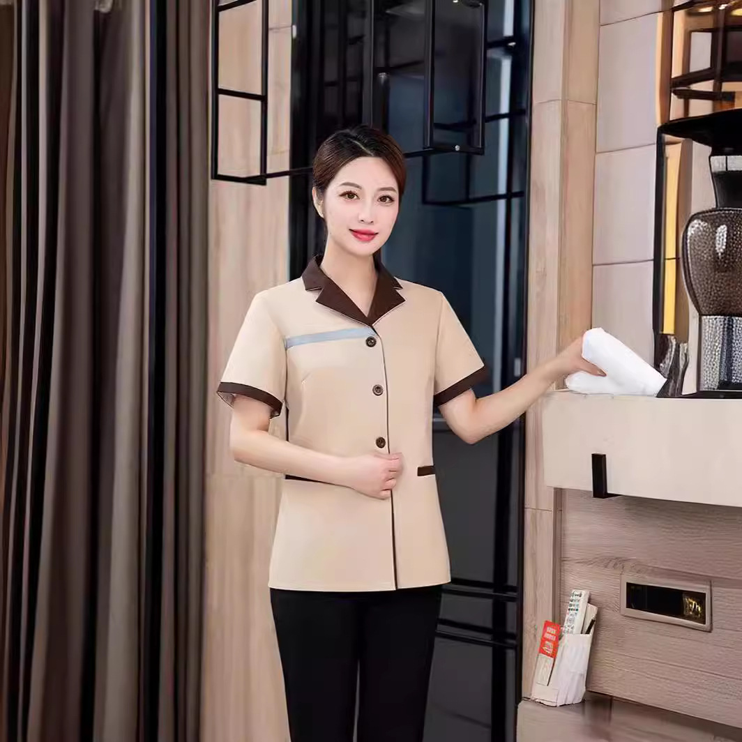 保洁服短袖工作服t恤夏季物业酒店宾馆客房商场清洁服务员印logo